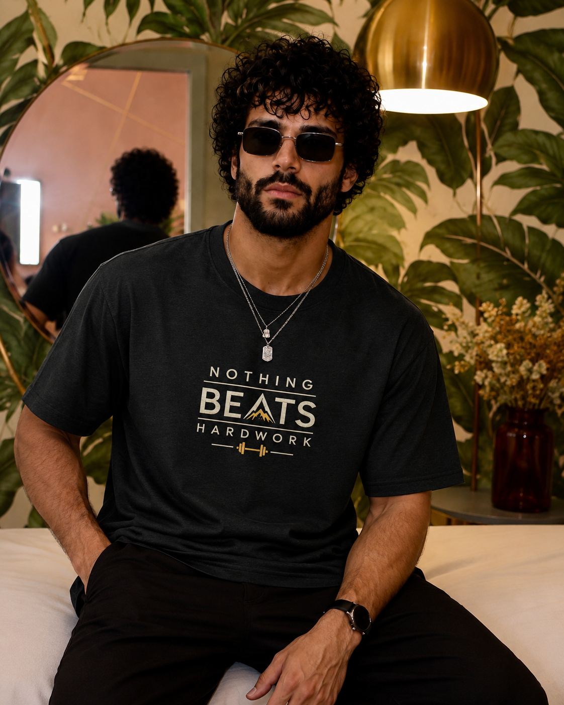 Nothing Beats Hard Work – Premium Embroidered Unisex T-Shirt